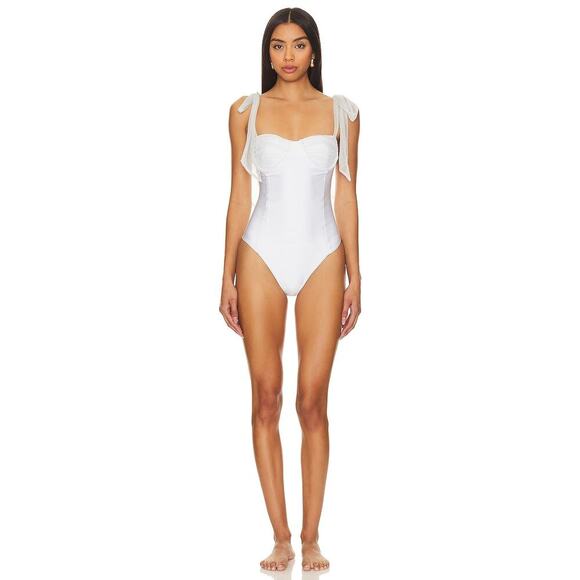 Beach Riot Unpadded Underwire Cups Dede One Piece Swimsuit White Size M NWOT - Picture 1 of 11